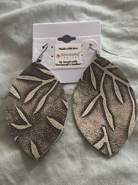 Leather Feather Earrings
